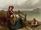 Mother and Child by the Seaside by Thomas Brooks